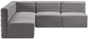Quincy Velvet / Engineered Wood / Foam Contemporary Grey Velvet Modular Sectional - 95" W x 95" D x 30.5" H