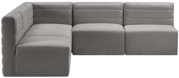 Quincy Velvet / Engineered Wood / Foam Contemporary Grey Velvet Modular Sectional - 95" W x 95" D x 30.5" H