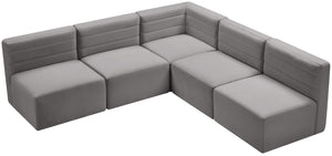 Quincy Velvet / Engineered Wood / Foam Contemporary Grey Velvet Modular Sectional - 95" W x 95" D x 30.5" H