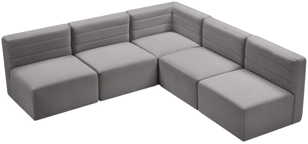 Quincy Velvet / Engineered Wood / Foam Contemporary Grey Velvet Modular Sectional - 95" W x 95" D x 30.5" H