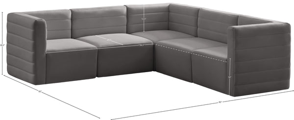 Quincy Velvet / Engineered Wood / Foam Contemporary Grey Velvet Modular Sectional - 95" W x 95" D x 30.5" H