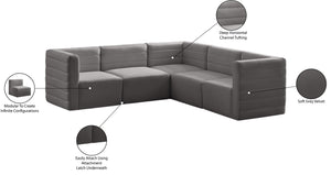 Quincy Velvet / Engineered Wood / Foam Contemporary Grey Velvet Modular Sectional - 95" W x 95" D x 30.5" H