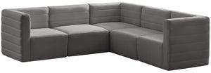 Quincy Velvet / Engineered Wood / Foam Contemporary Grey Velvet Modular Sectional - 95" W x 95" D x 30.5" H