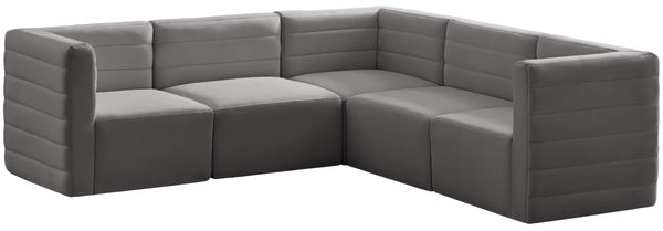 Quincy Velvet / Engineered Wood / Foam Contemporary Grey Velvet Modular Sectional - 95" W x 95" D x 30.5" H