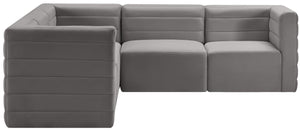 Quincy Velvet / Engineered Wood / Foam Contemporary Grey Velvet Modular Sectional - 95" W x 95" D x 30.5" H