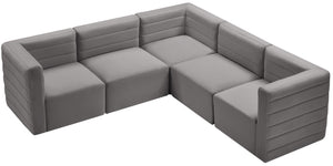 Quincy Velvet / Engineered Wood / Foam Contemporary Grey Velvet Modular Sectional - 95" W x 95" D x 30.5" H