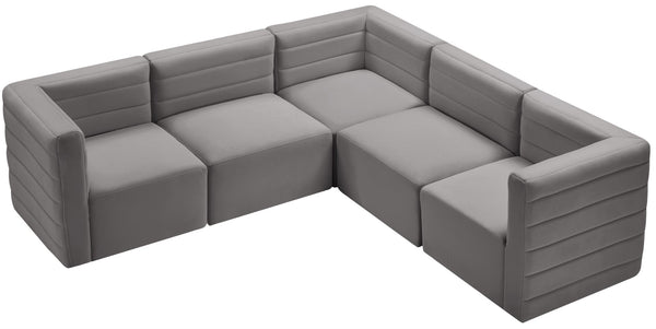 Quincy Velvet / Engineered Wood / Foam Contemporary Grey Velvet Modular Sectional - 95" W x 95" D x 30.5" H