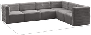 Quincy Velvet / Engineered Wood / Foam Contemporary Grey Velvet Modular Sectional - 126" W x 95" D x 30.5" H