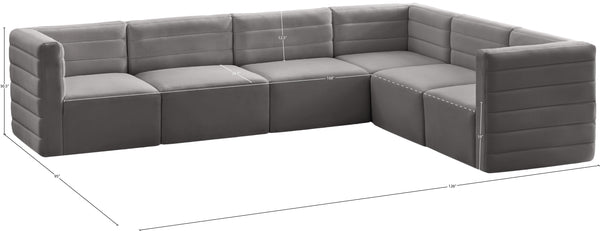 Quincy Velvet / Engineered Wood / Foam Contemporary Grey Velvet Modular Sectional - 126" W x 95" D x 30.5" H