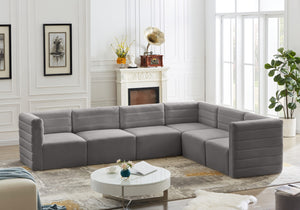 Quincy Velvet / Engineered Wood / Foam Contemporary Grey Velvet Modular Sectional - 126" W x 95" D x 30.5" H
