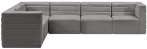 Quincy Velvet / Engineered Wood / Foam Contemporary Grey Velvet Modular Sectional - 126" W x 95" D x 30.5" H