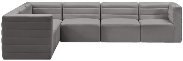 Quincy Velvet / Engineered Wood / Foam Contemporary Grey Velvet Modular Sectional - 126" W x 95" D x 30.5" H