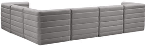 Quincy Velvet / Engineered Wood / Foam Contemporary Grey Velvet Modular Sectional - 126" W x 95" D x 30.5" H