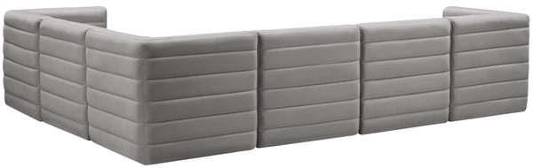Quincy Velvet / Engineered Wood / Foam Contemporary Grey Velvet Modular Sectional - 126" W x 95" D x 30.5" H