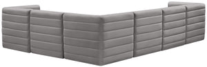 Quincy Velvet / Engineered Wood / Foam Contemporary Grey Velvet Modular Sectional - 126" W x 95" D x 30.5" H