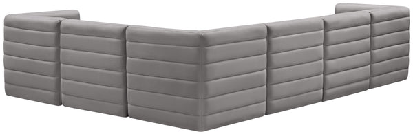 Quincy Velvet / Engineered Wood / Foam Contemporary Grey Velvet Modular Sectional - 126" W x 95" D x 30.5" H