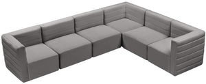 Quincy Velvet / Engineered Wood / Foam Contemporary Grey Velvet Modular Sectional - 126" W x 95" D x 30.5" H