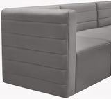 Quincy Velvet / Engineered Wood / Foam Contemporary Grey Velvet Modular Sectional - 126" W x 95" D x 30.5" H