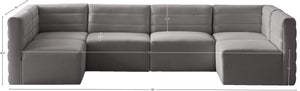 Quincy Velvet / Engineered Wood / Foam Contemporary Grey Velvet Modular Sectional - 126" W x 63" D x 30.5" H