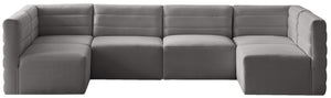 Quincy Velvet / Engineered Wood / Foam Contemporary Grey Velvet Modular Sectional - 126" W x 63" D x 30.5" H