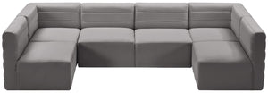 Quincy Velvet / Engineered Wood / Foam Contemporary Grey Velvet Modular Sectional - 126" W x 63" D x 30.5" H