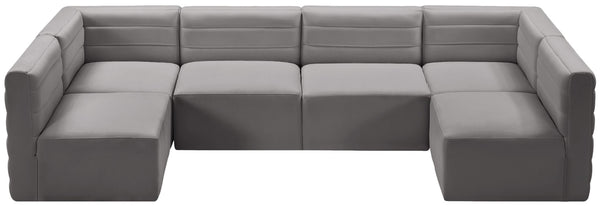Quincy Velvet / Engineered Wood / Foam Contemporary Grey Velvet Modular Sectional - 126" W x 63" D x 30.5" H