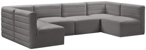 Quincy Velvet / Engineered Wood / Foam Contemporary Grey Velvet Modular Sectional - 126" W x 63" D x 30.5" H