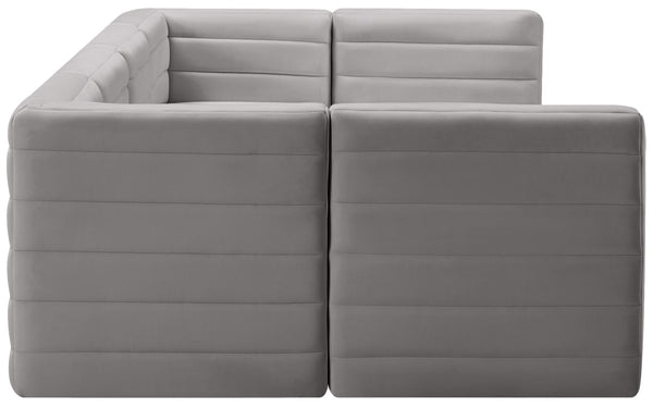 Quincy Velvet / Engineered Wood / Foam Contemporary Grey Velvet Modular Sectional - 126" W x 63" D x 30.5" H