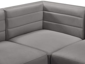Quincy Velvet / Engineered Wood / Foam Contemporary Grey Velvet Modular Sectional - 126" W x 63" D x 30.5" H