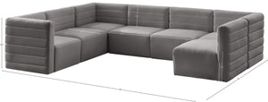 Quincy Velvet / Engineered Wood / Foam Contemporary Grey Velvet Modular Sectional - 126" W x 95" D x 30.5" H