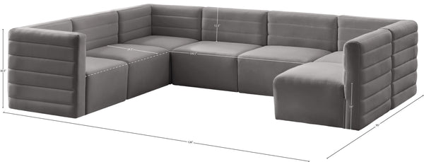 Quincy Velvet / Engineered Wood / Foam Contemporary Grey Velvet Modular Sectional - 126" W x 95" D x 30.5" H