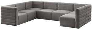 Quincy Velvet / Engineered Wood / Foam Contemporary Grey Velvet Modular Sectional - 126" W x 95" D x 30.5" H