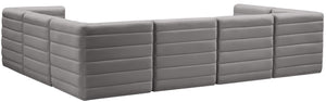 Quincy Velvet / Engineered Wood / Foam Contemporary Grey Velvet Modular Sectional - 126" W x 95" D x 30.5" H