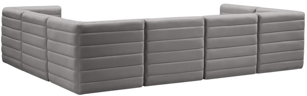 Quincy Velvet / Engineered Wood / Foam Contemporary Grey Velvet Modular Sectional - 126" W x 95" D x 30.5" H