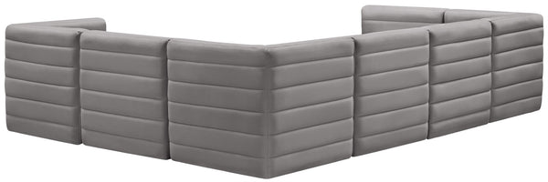 Quincy Velvet / Engineered Wood / Foam Contemporary Grey Velvet Modular Sectional - 126" W x 95" D x 30.5" H
