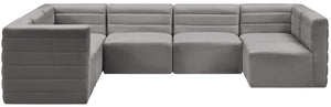 Quincy Velvet / Engineered Wood / Foam Contemporary Grey Velvet Modular Sectional - 126" W x 95" D x 30.5" H