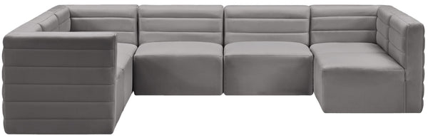 Quincy Velvet / Engineered Wood / Foam Contemporary Grey Velvet Modular Sectional - 126" W x 95" D x 30.5" H