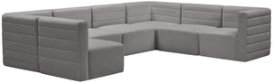 Quincy Velvet / Engineered Wood / Foam Contemporary Grey Velvet Modular Sectional - 126" W x 95" D x 30.5" H