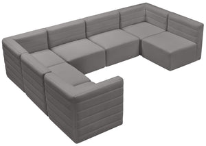 Quincy Velvet / Engineered Wood / Foam Contemporary Grey Velvet Modular Sectional - 126" W x 95" D x 30.5" H