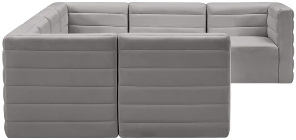 Quincy Velvet / Engineered Wood / Foam Contemporary Grey Velvet Modular Sectional - 126" W x 95" D x 30.5" H