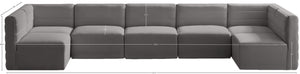 Quincy Velvet / Engineered Wood / Foam Contemporary Grey Velvet Modular Sectional - 157.5" W x 95" D x 30.5" H