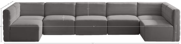 Quincy Velvet / Engineered Wood / Foam Contemporary Grey Velvet Modular Sectional - 157.5" W x 95" D x 30.5" H