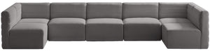 Quincy Velvet / Engineered Wood / Foam Contemporary Grey Velvet Modular Sectional - 157.5" W x 95" D x 30.5" H