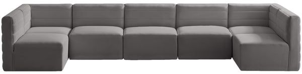 Quincy Velvet / Engineered Wood / Foam Contemporary Grey Velvet Modular Sectional - 157.5" W x 95" D x 30.5" H