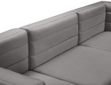Quincy Velvet / Engineered Wood / Foam Contemporary Grey Velvet Modular Sectional - 157.5" W x 95" D x 30.5" H