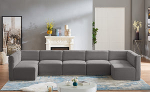 Quincy Velvet / Engineered Wood / Foam Contemporary Grey Velvet Modular Sectional - 157.5" W x 95" D x 30.5" H