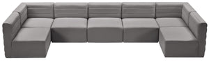 Quincy Velvet / Engineered Wood / Foam Contemporary Grey Velvet Modular Sectional - 157.5" W x 95" D x 30.5" H