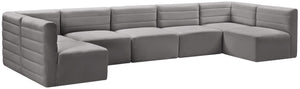 Quincy Velvet / Engineered Wood / Foam Contemporary Grey Velvet Modular Sectional - 157.5" W x 95" D x 30.5" H