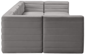 Quincy Velvet / Engineered Wood / Foam Contemporary Grey Velvet Modular Sectional - 157.5" W x 95" D x 30.5" H