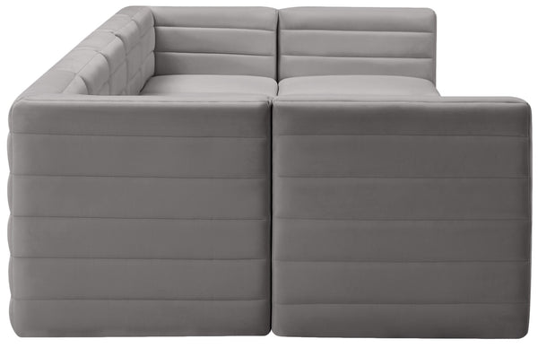 Quincy Velvet / Engineered Wood / Foam Contemporary Grey Velvet Modular Sectional - 157.5" W x 95" D x 30.5" H
